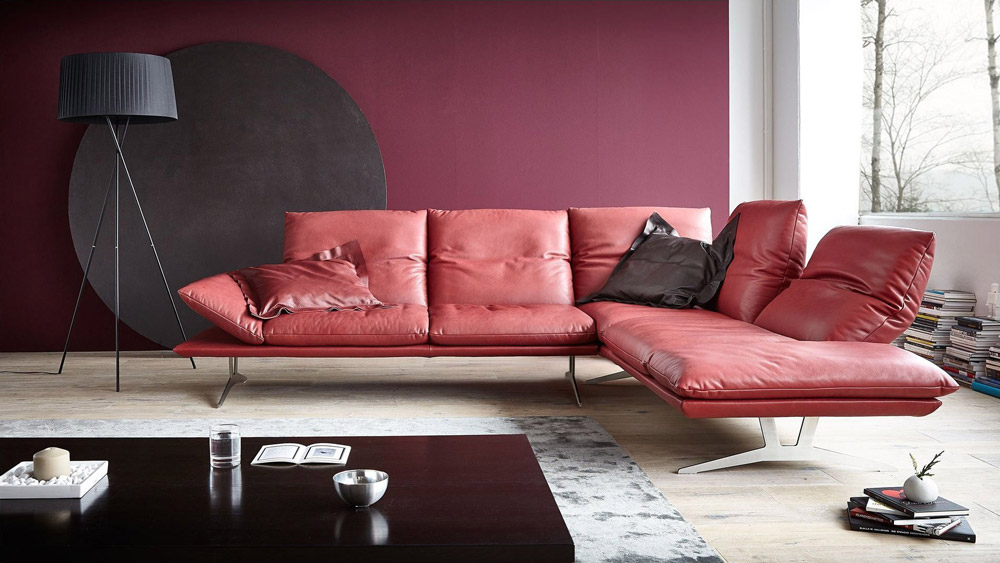 Apache Corner Sofa of Red Leather