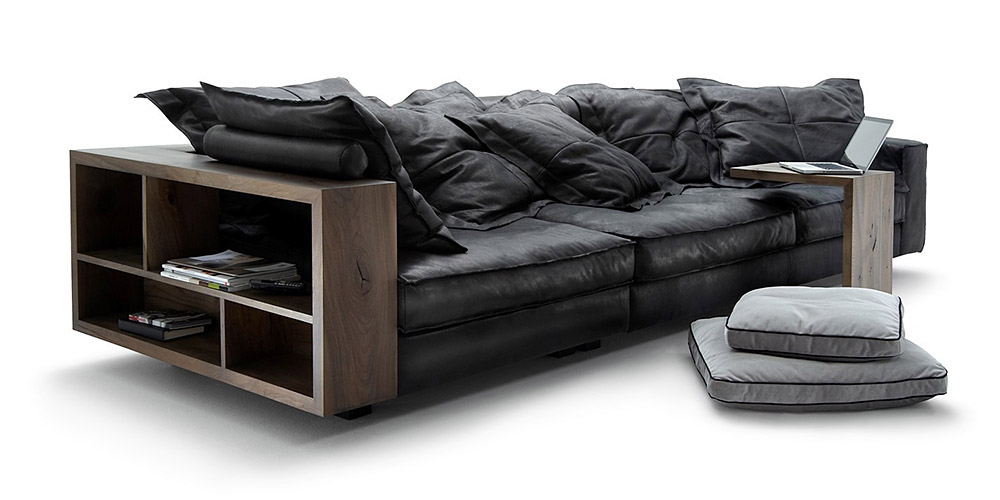 Back to Black 4 Seater Leather Sofa