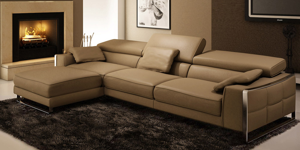  Corner sofa of light brown leather