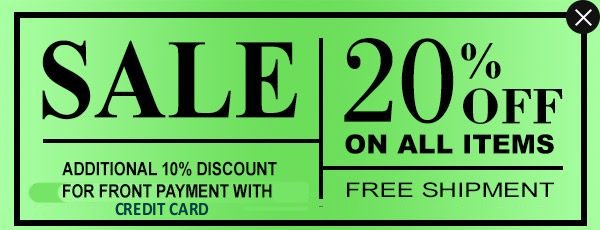click to close Sale 20% off